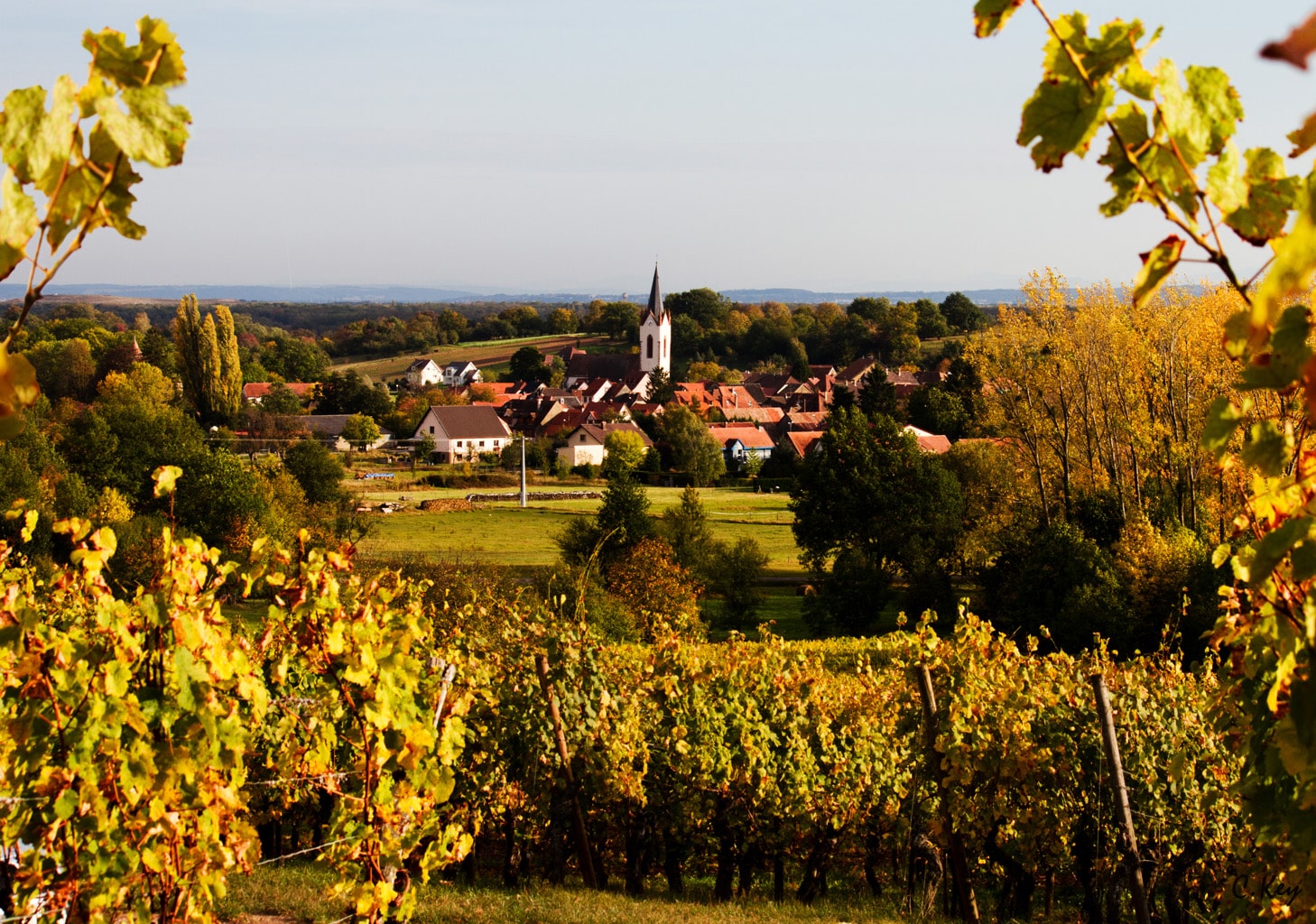 Vue sur le village et l’église de Hartmanswiller
