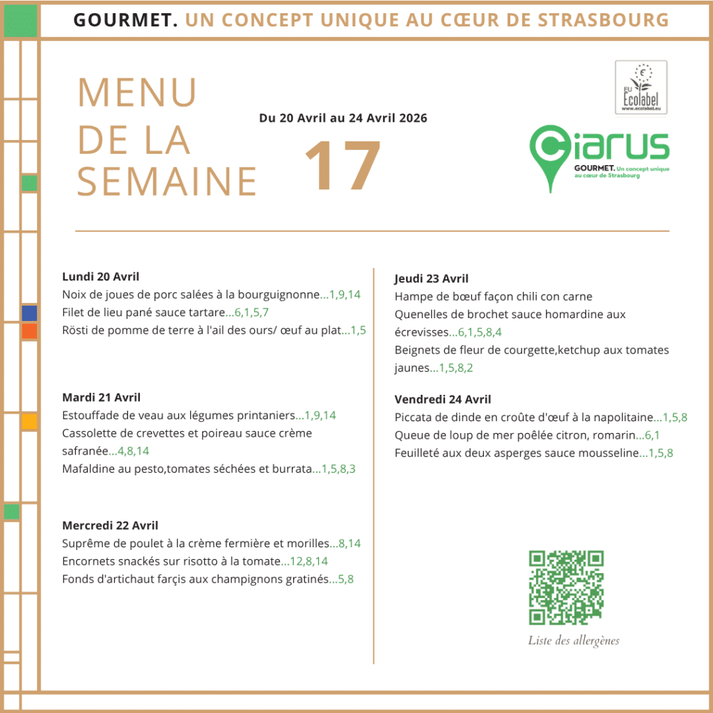 MENU DE LA SEMAINE POUR LES RÉSEAUX 2807-0108 dans Le menu de la semaine