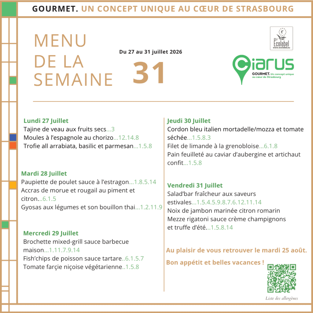 MENU DE LA SEMAINE POUR LES RÉSEAUX 2807-0108